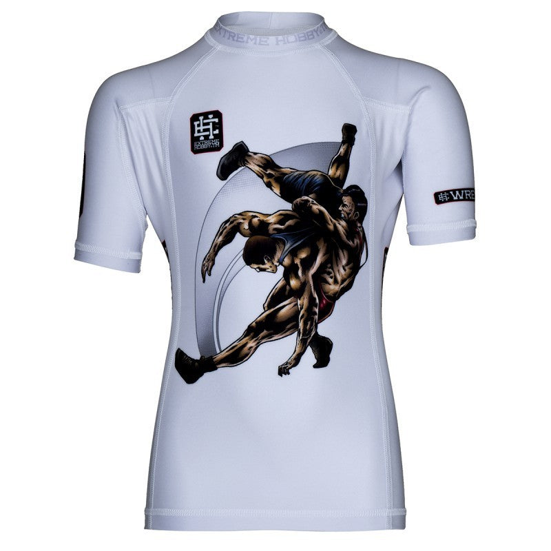 Extreme Hobby Rashguard Dziecięcy Wrestling Krótki Rękaw Biały