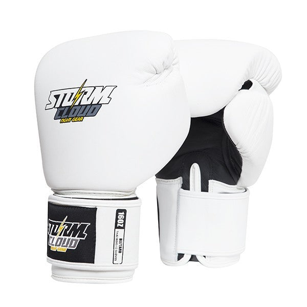 StormCloud Rękawice Muay Thai ze skóry naturalnej Blizzard Classic Białe