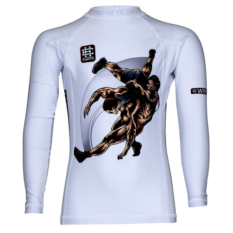 Extreme Hobby Rashguard Dziecięcy Wrestling Długi Rękaw Biały