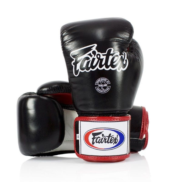 Fairtex Rękawice Bokserskie ze skóry naturalnej BGV1 Czarne/Białe/Czerwone