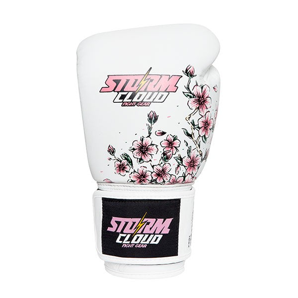 StormCloud Rękawice do Muay Thai ze skóry naturalnej Blizzard Sakura Białe