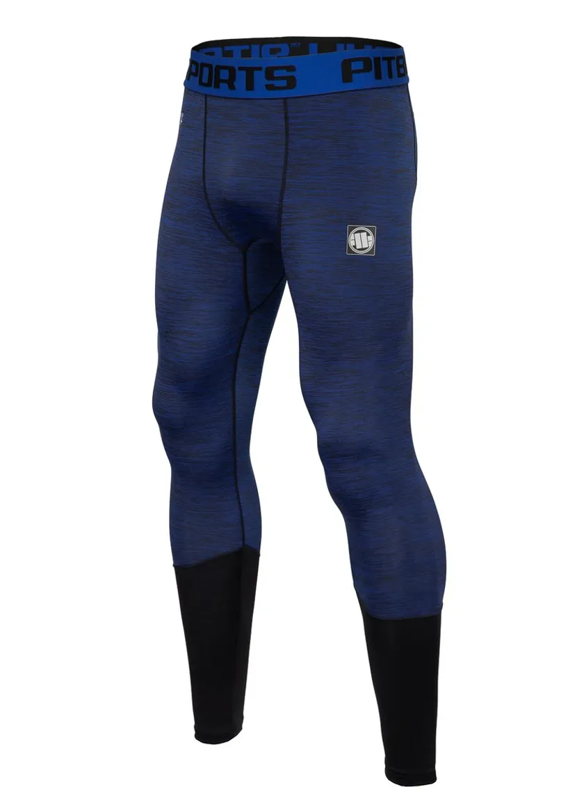 Pitbull Legginsy Treningowe Męskie Performance Pro Plus Small Logo Niebieskie