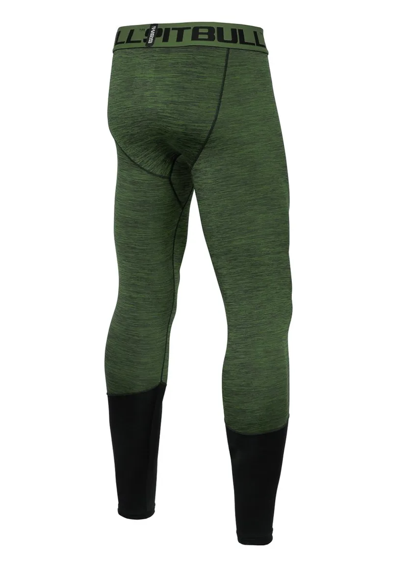 Pitbull Legginsy Treningowe Męskie Performance Pro Plus Small Logo Oliwkowe