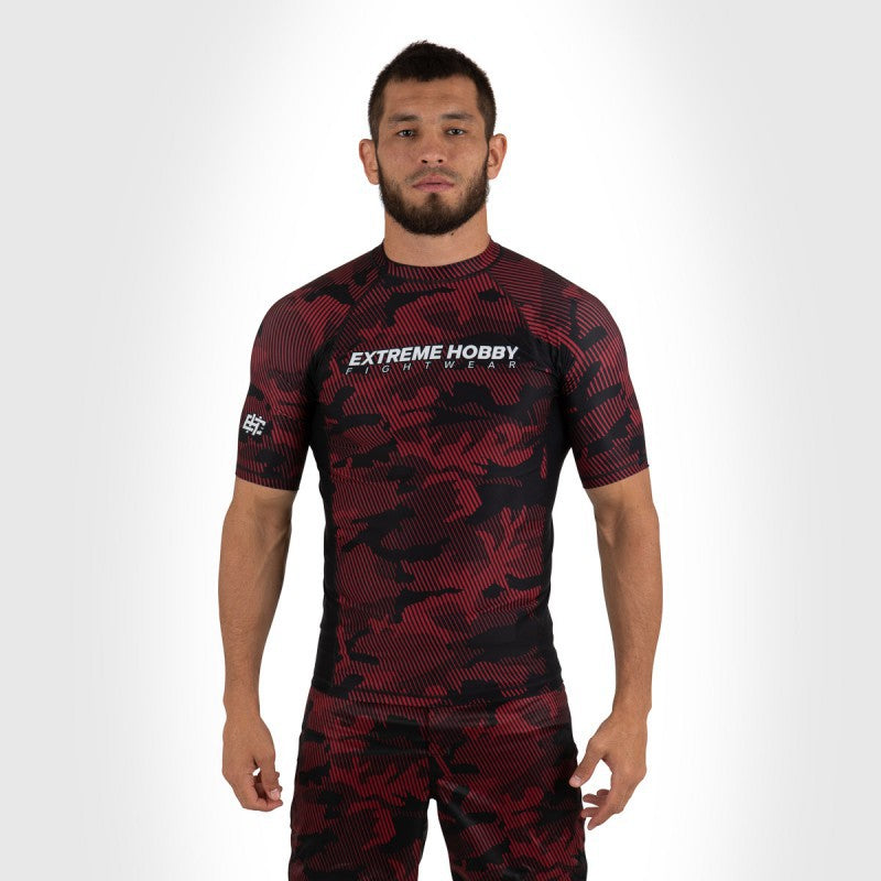 Extreme Hobby Rashguard Męski Krótki Rękaw Havoc Czerwony