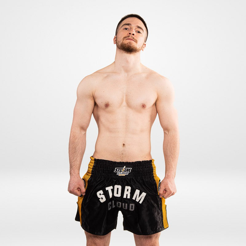 StormCloud Spodenki Muay Thai Headline Czarne/Żółte