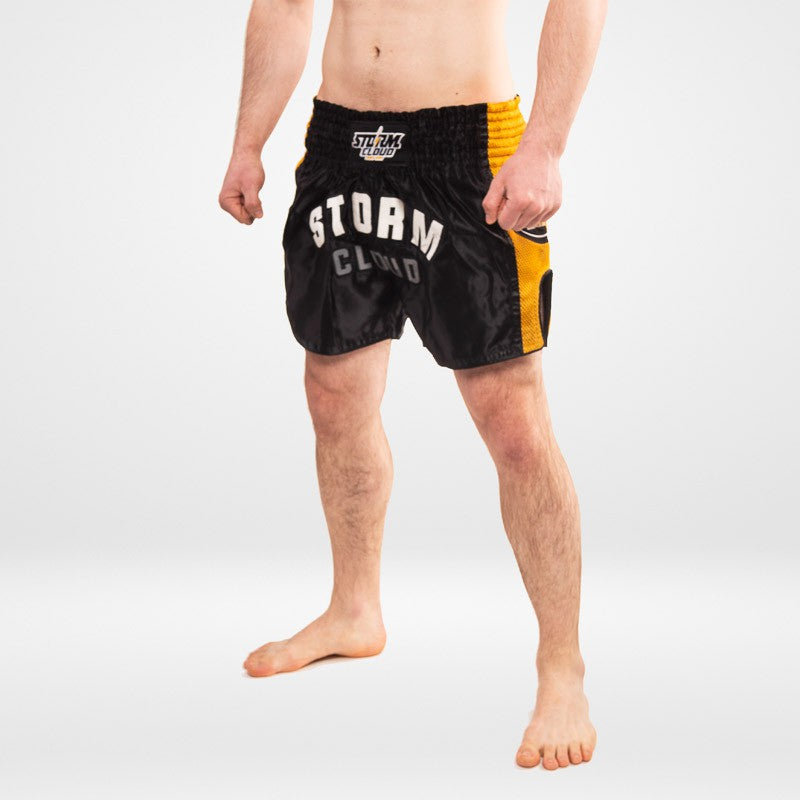 StormCloud Spodenki Muay Thai Headline Czarne/Żółte