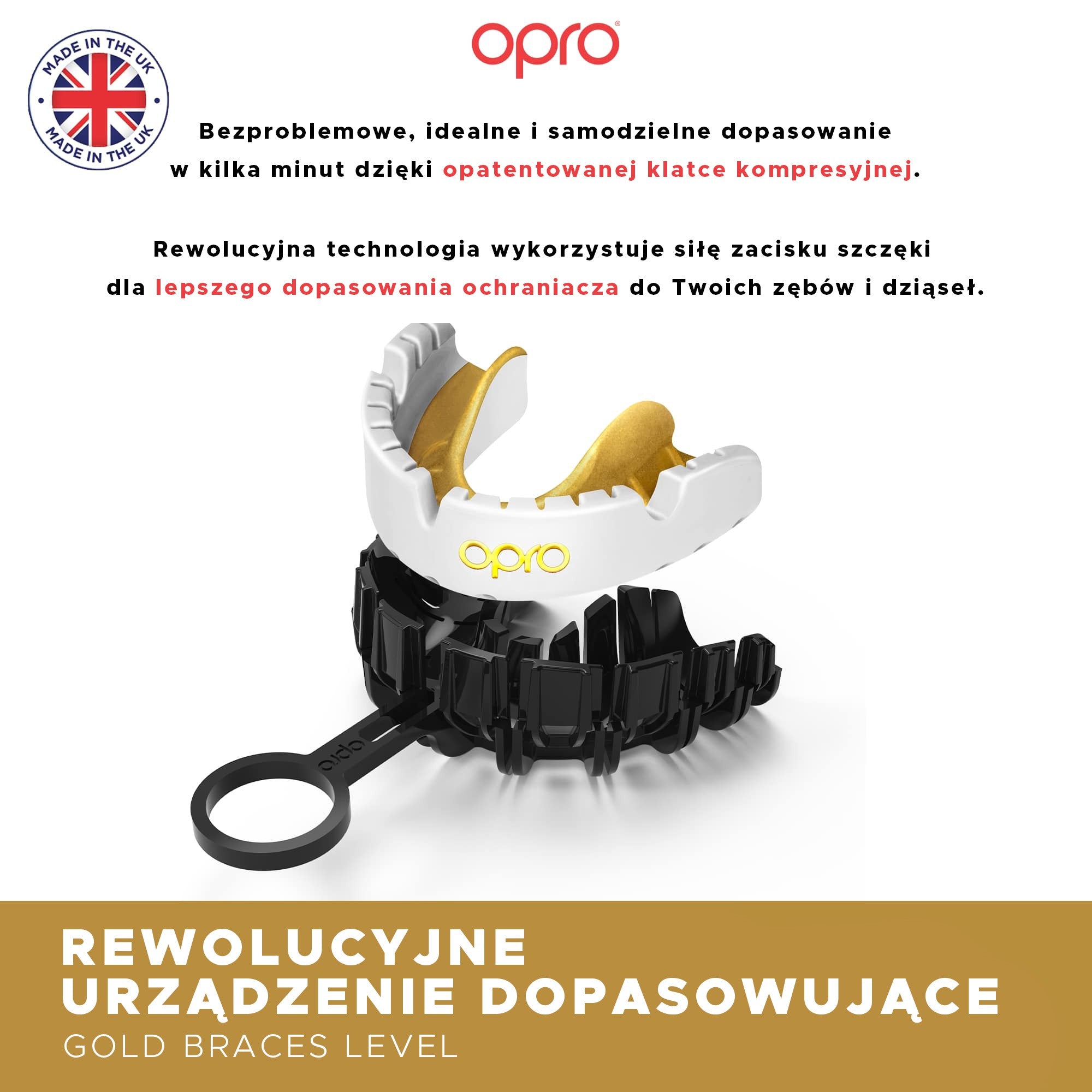 Opro Ochraniacz na Zęby UFC Gold GEN2 Braces Czarny/Srebrny (do aparatów)