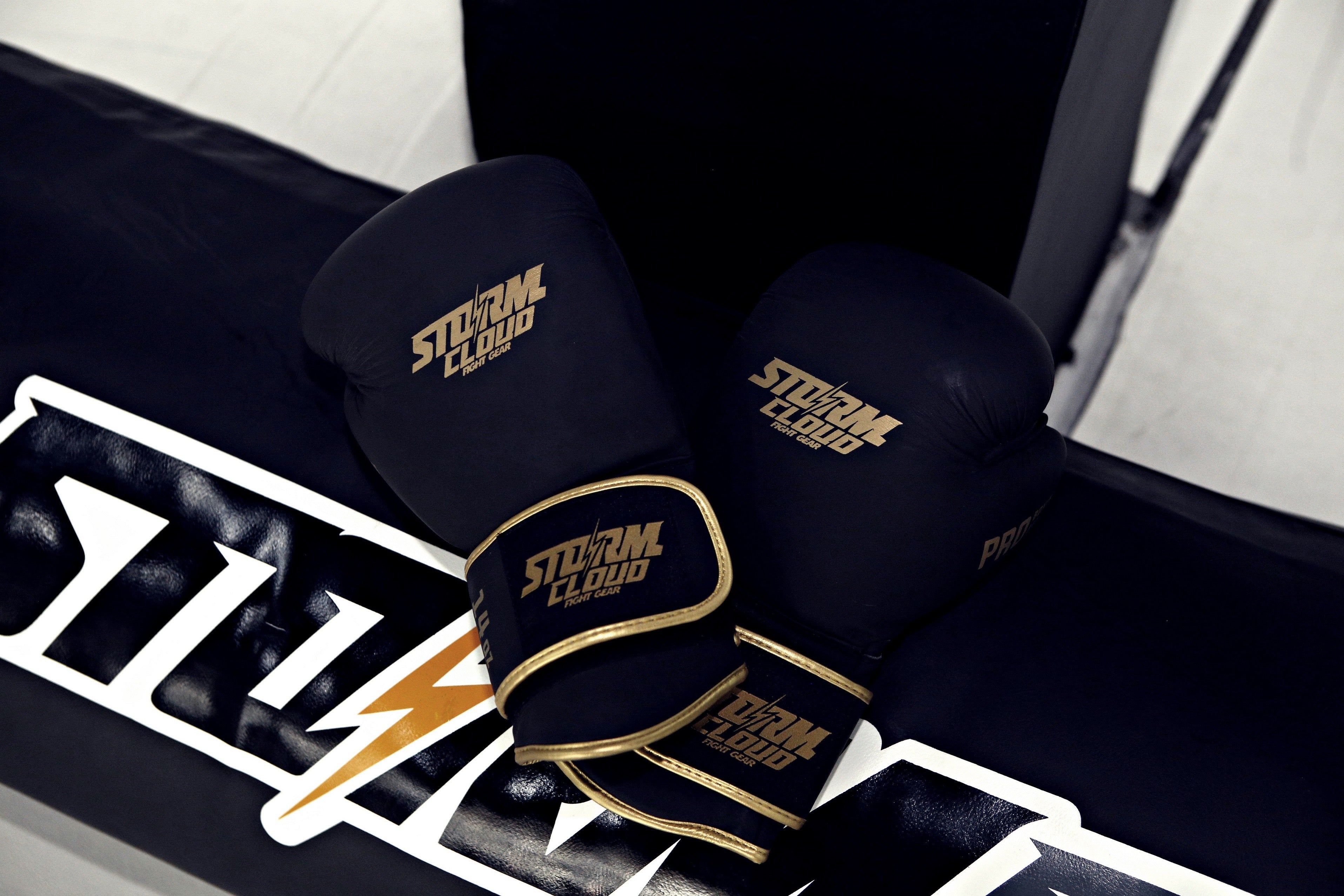 StormCloud Rękawice Bokserskie ze skóry naturalnej Boxing Pro Czarne/Złote