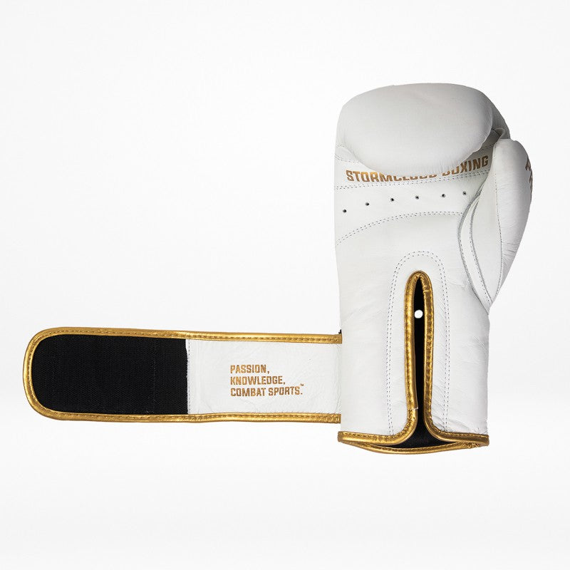 StormCloud Rękawice Bokserskie ze skóry naturalnej Boxing Pro Białe/Złote