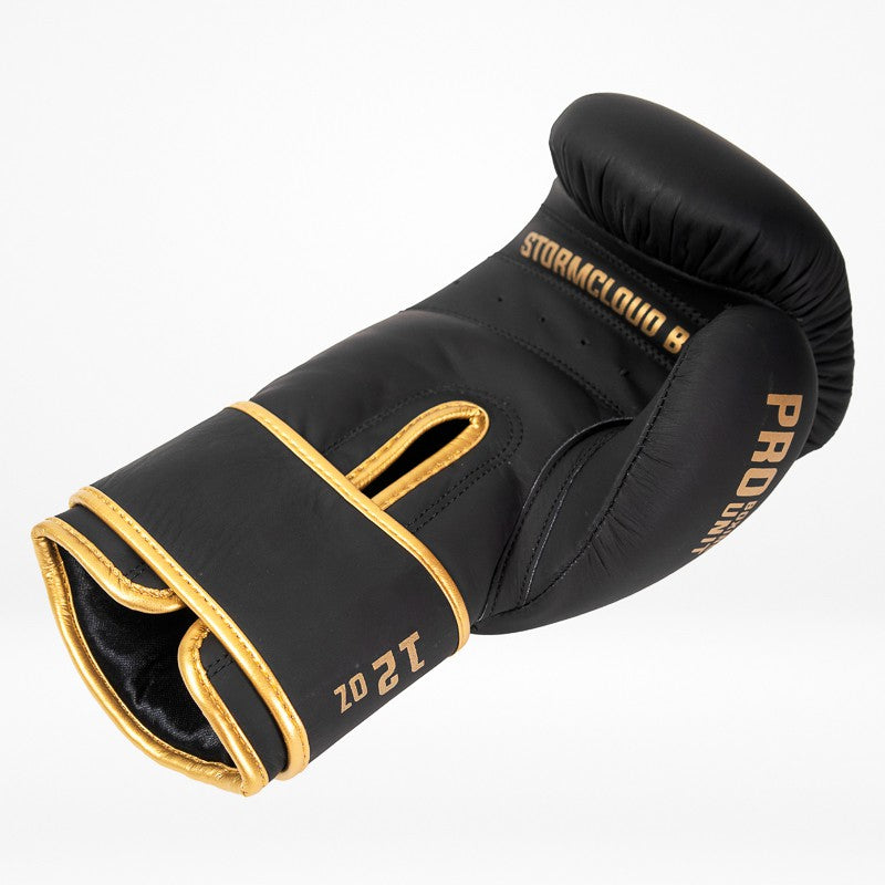StormCloud Rękawice Bokserskie ze skóry naturalnej Boxing Pro Czarne/Złote