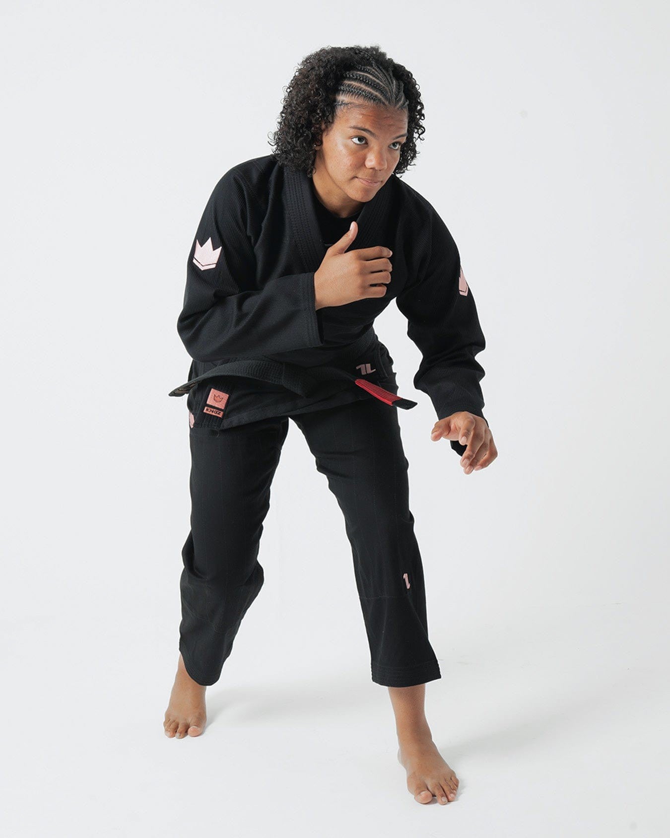KiNGZ Kimono/Gi BJJ Damskie The One Czarne/Rose z białym pasem w komplecie