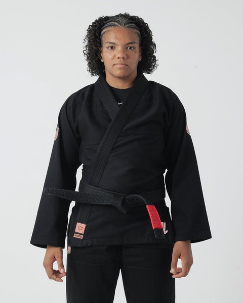 KiNGZ Kimono/Gi BJJ Damskie The One Czarne/Rose z białym pasem w komplecie