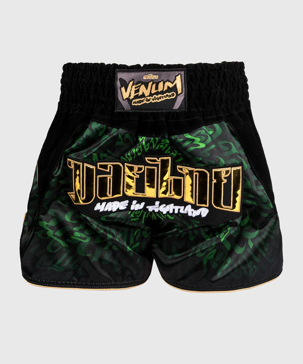 Venum Attack Spodenki do Muay Thai Czarno-Zielone