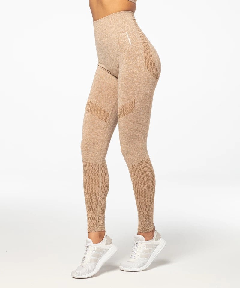 Carpatree Legginsy Bezszwowe Vibe wysoki stan Beżowe