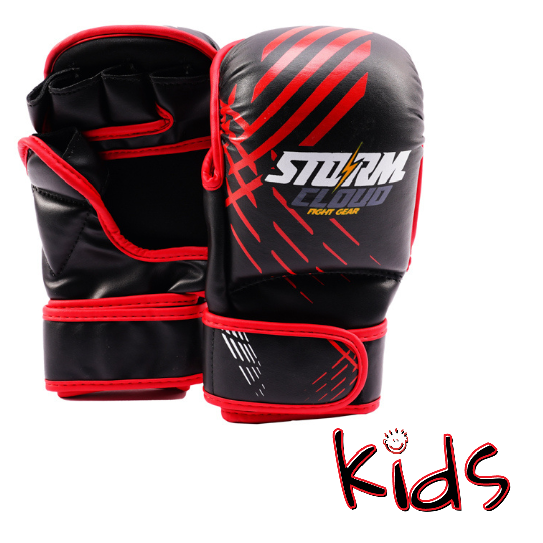 StormCloud Rękawice do MMA dla dzieci Lynx Czarno/Czerwone 7oz