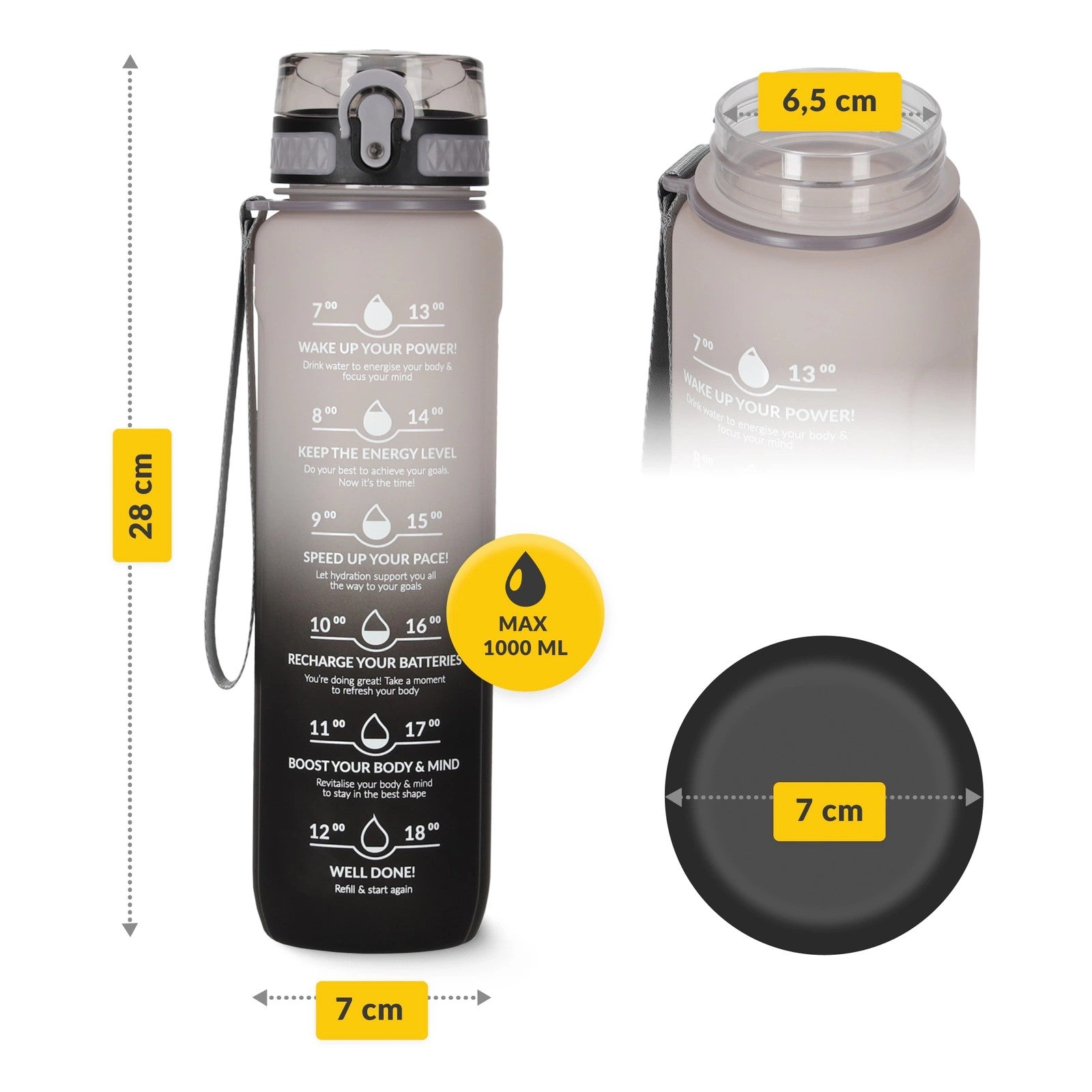 4FIZJO Butelka na wodę z TRITANU 1l Szara