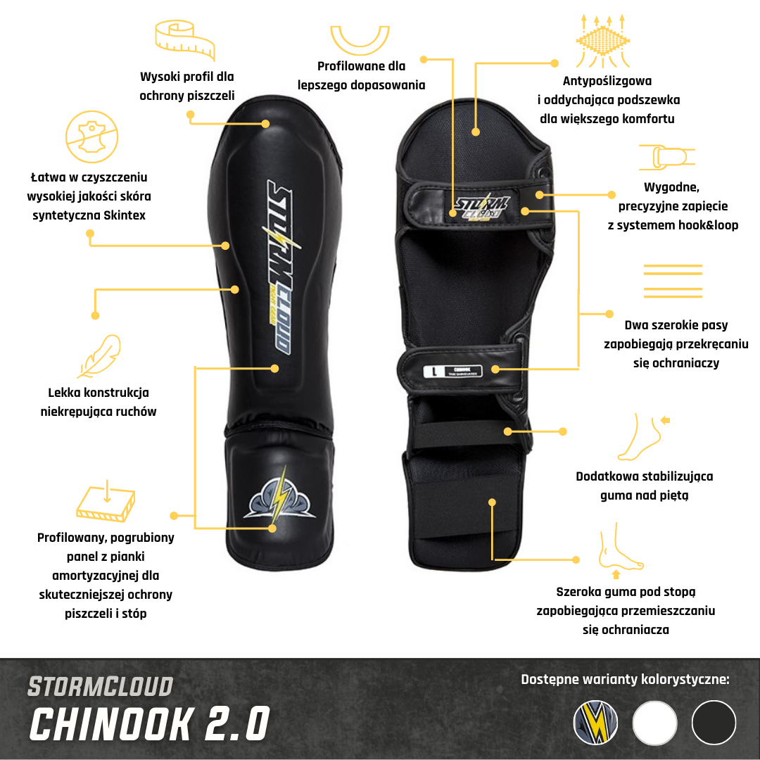 StormCloud Ochraniacze Piszczeli Chinook 2.0 Classic Białe