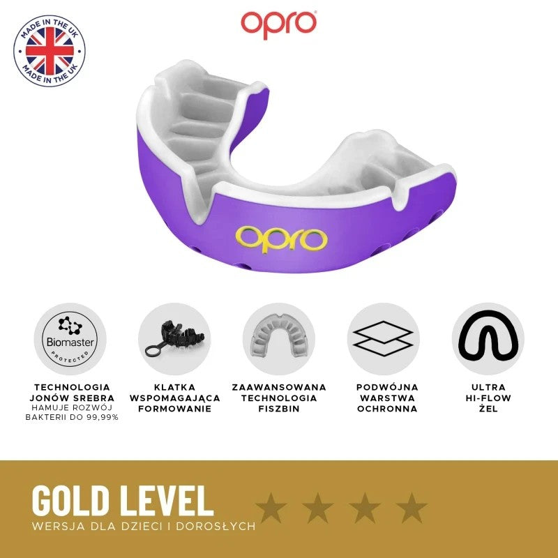 Opro Ochraniacz Na Zęby Dla Dzieci Gold + Strap Czarny/Złoty