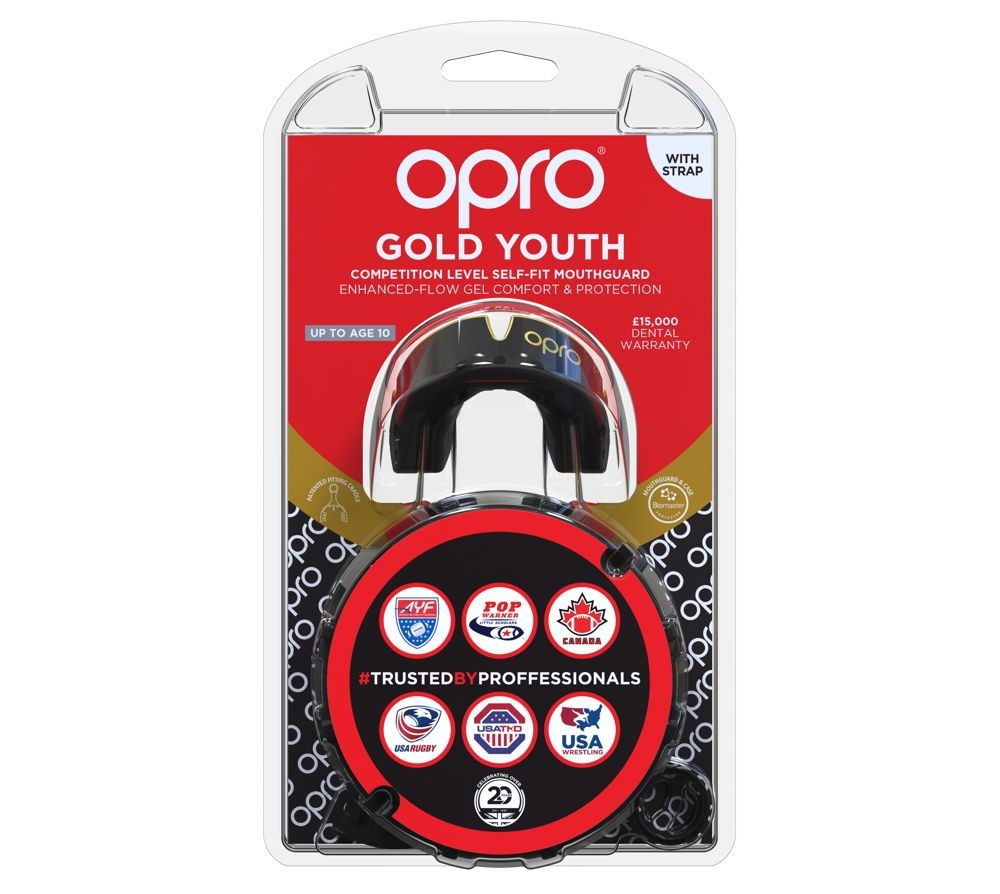 Opro Ochraniacz Na Zęby Dla Dzieci Gold + Strap Czarny/Złoty