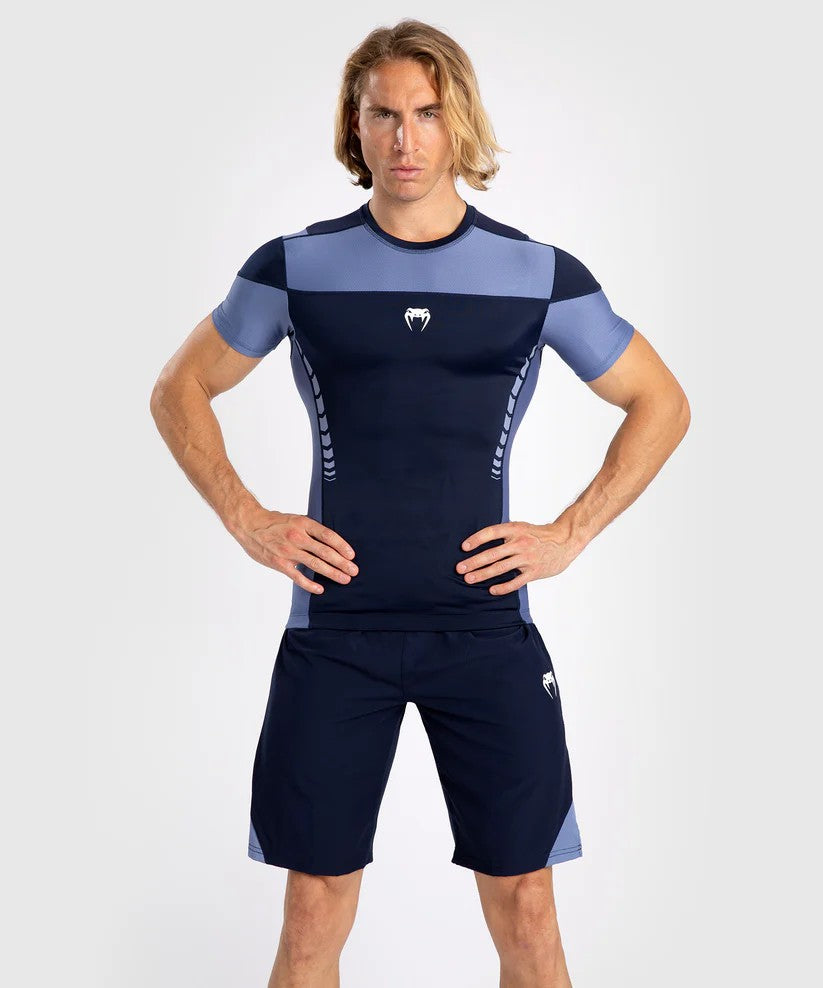 Venum Rashguard Męski Tempest Krótki Rękaw Granatowy/Błękitny