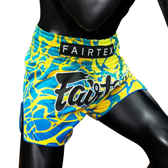 Fairtex Spodenki Muay Thai Magma BS1927 Żółte/Niebieskie