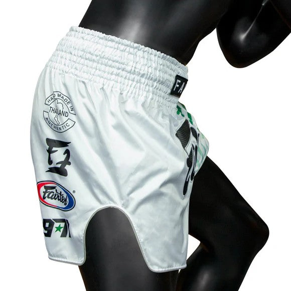 Fairtex Spodenki Muay Thai Racer BS1923 Białe/Zielone
