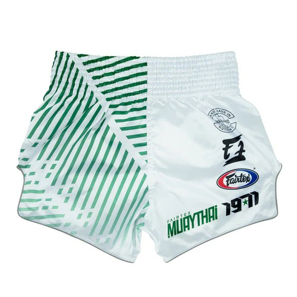 Fairtex Spodenki Muay Thai Racer BS1923 Białe/Zielone