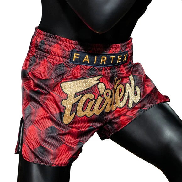 Fairtex Spodenki Muay Thai Sześciany BS1919 Czerwone/Czarne