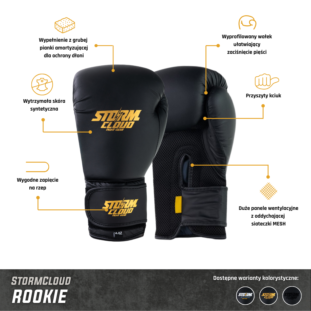 StormCloud Rękawice Bokserskie Rookie Czarne/Czarne