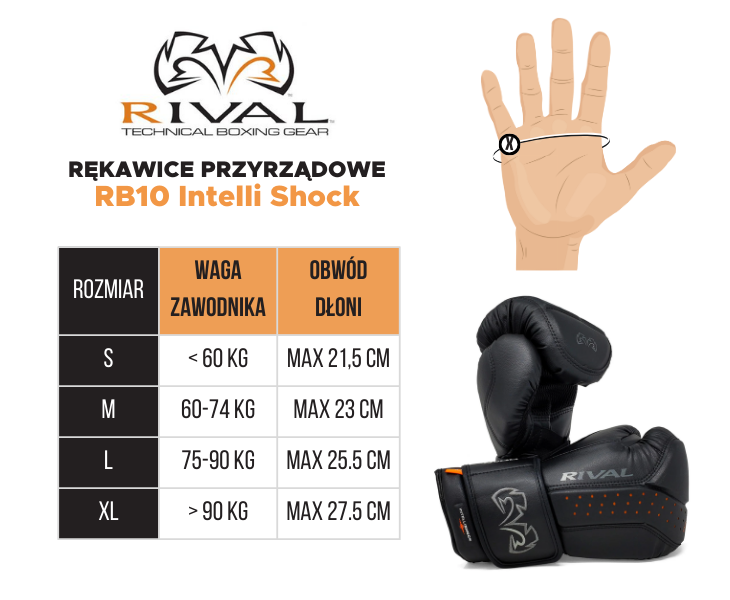 Rival Rękawice Bokserskie Przyrządowe RB10 Intelli-Shock Czarne