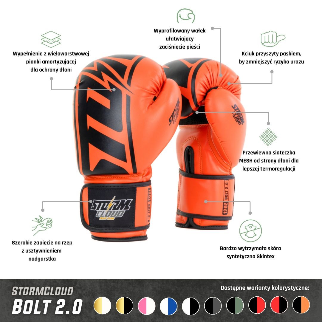 StormCloud Rękawice bokserskie Bolt 2.0 Neon Orange