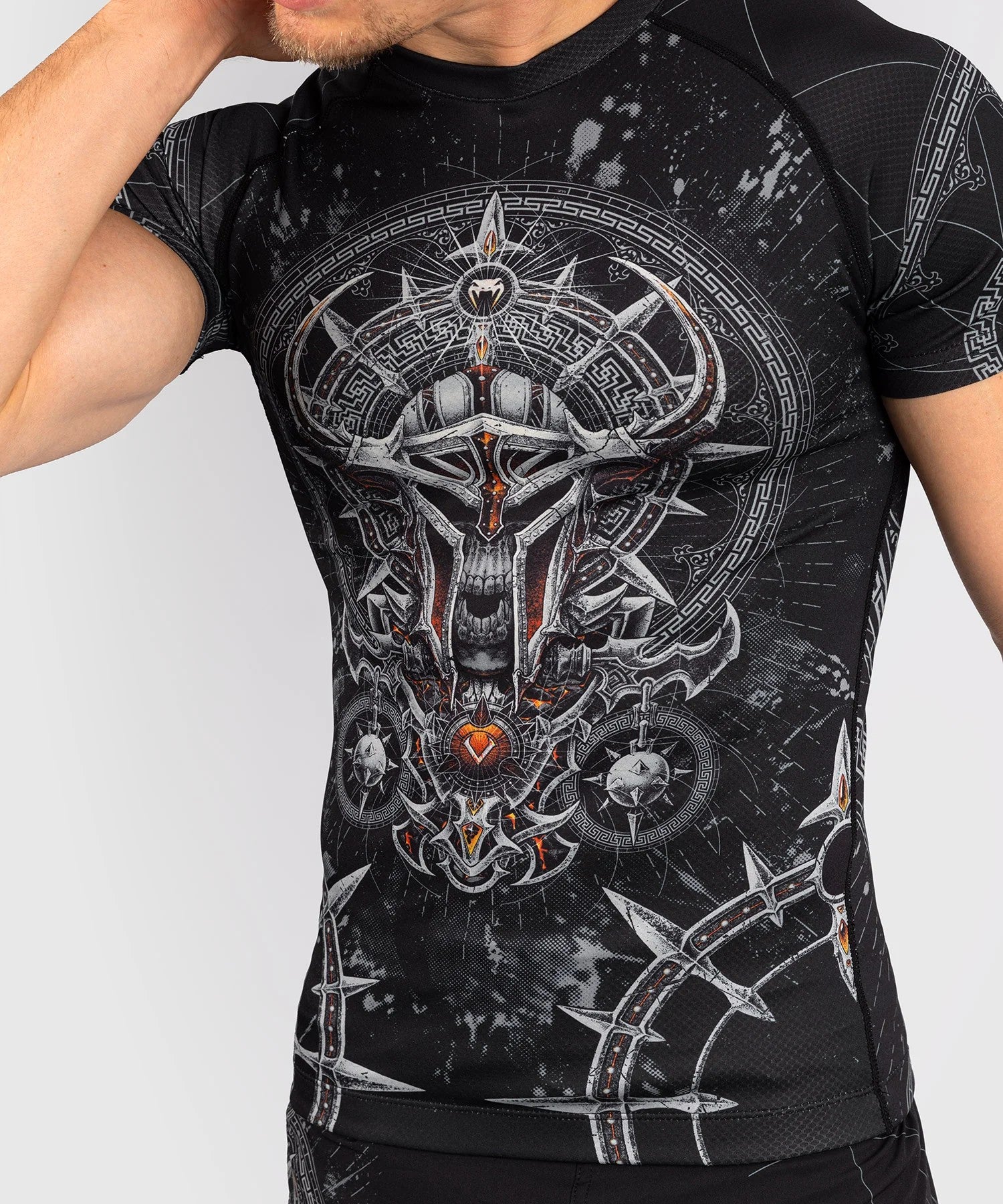 Venum Rashguard Gladiator 5.0 Krótki Rękaw Czarno-srebrny