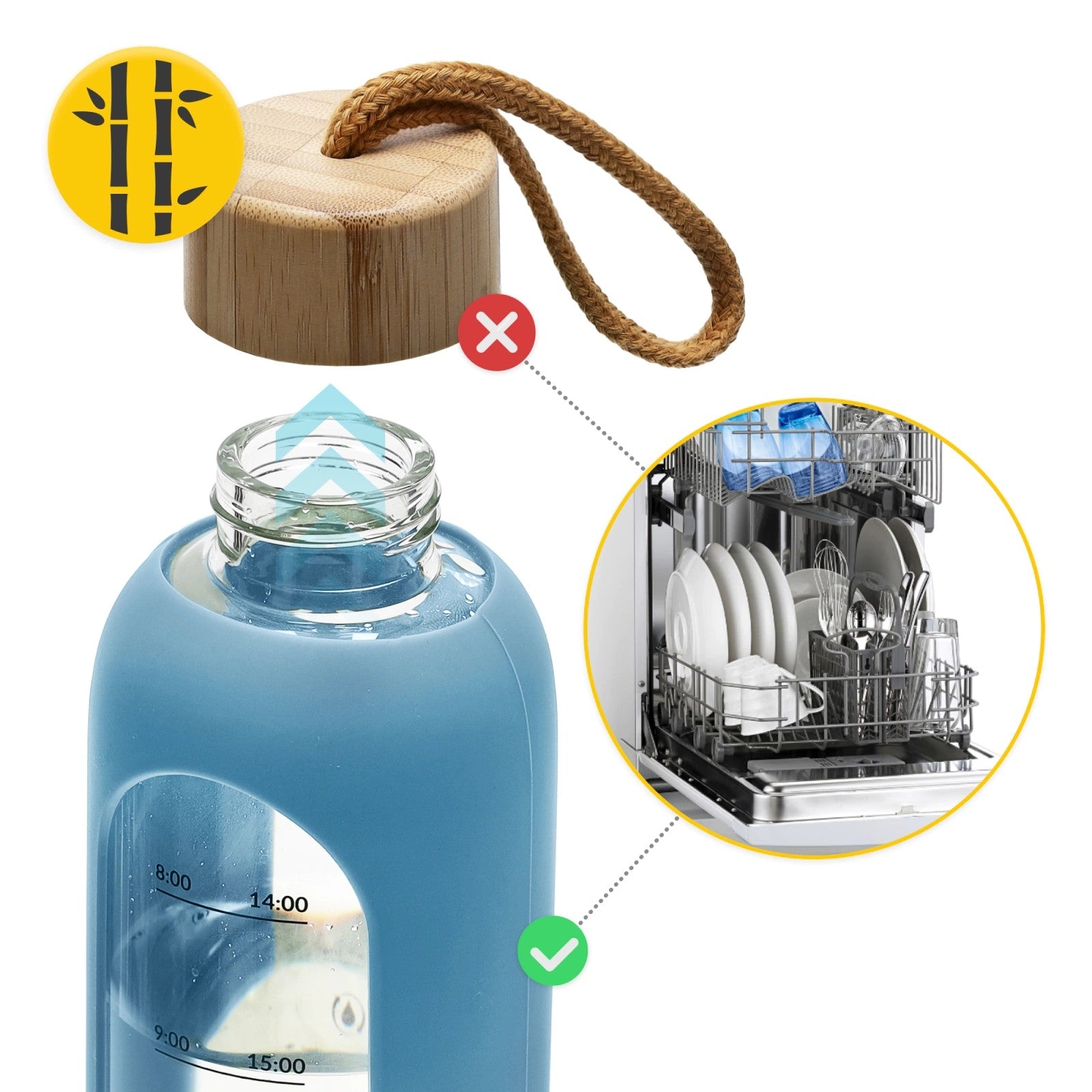 4FIZJO Butelka na wodę szklana 1l