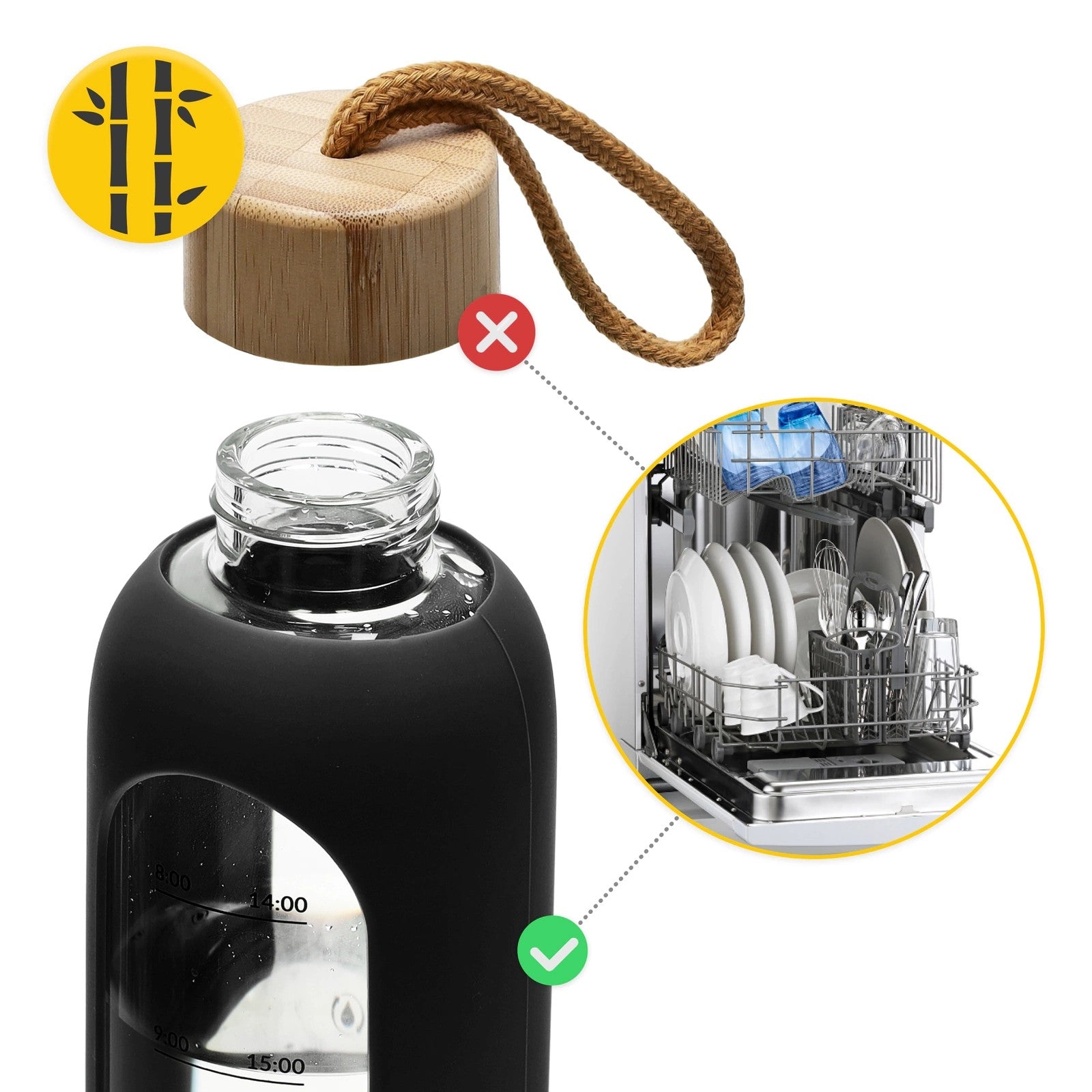 4FIZJO Butelka na wodę szklana 750 ml