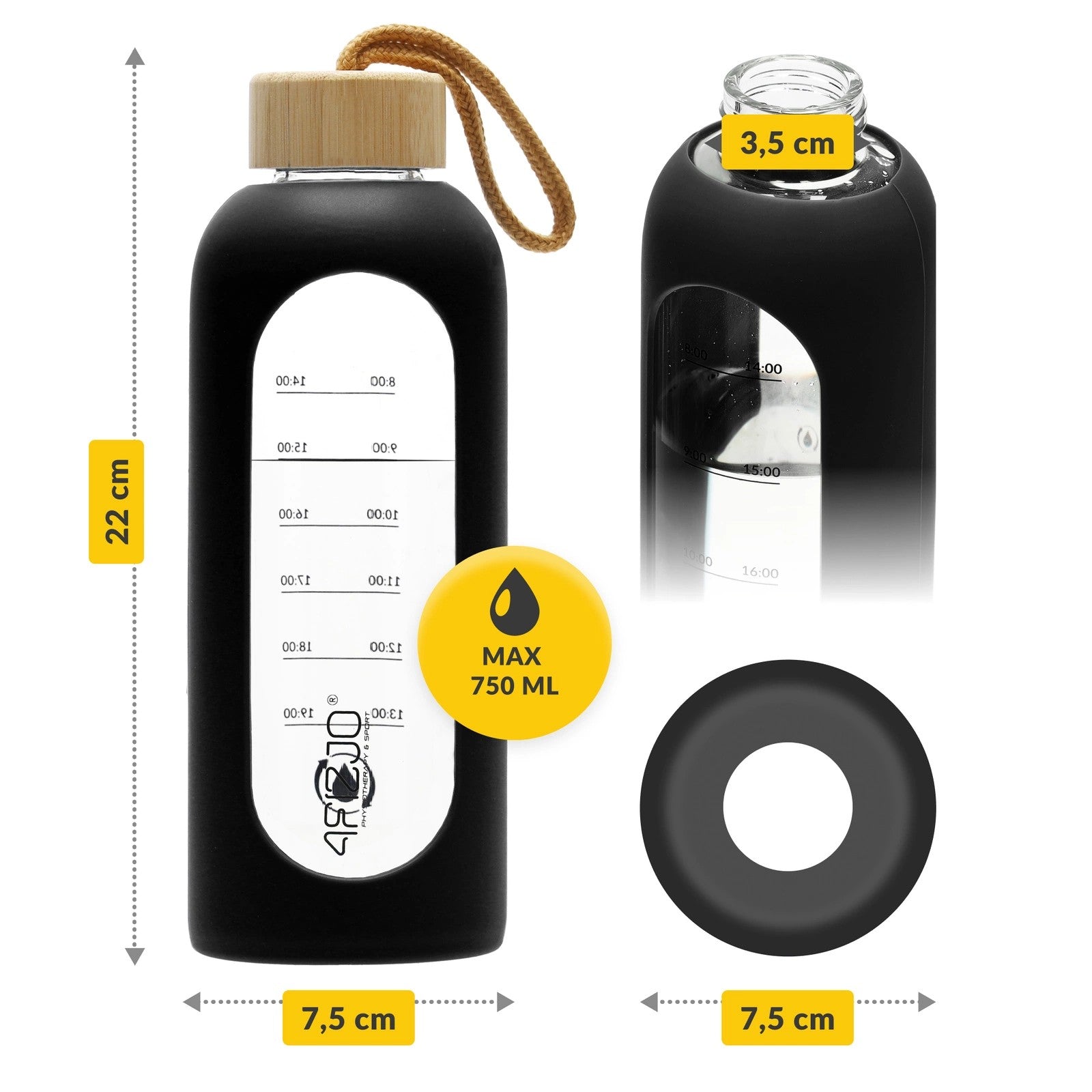 4FIZJO Butelka na wodę szklana 750 ml