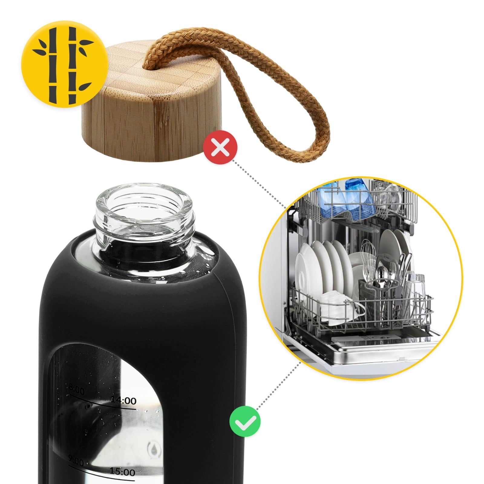4FIZJO Butelka na wodę szklana 1l