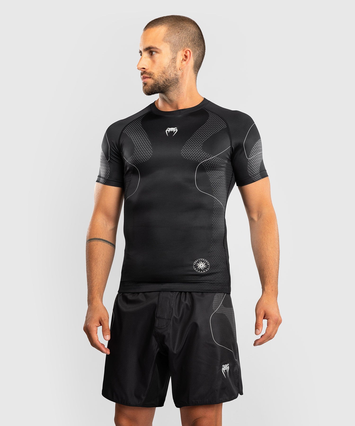 Venum Rashguard Męski Nexus Krótki Rękaw Czarny/Srebrny
