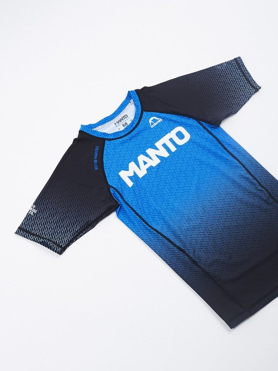 MANTO Rashguard Męski Krótki Rękaw RANK Niebieski