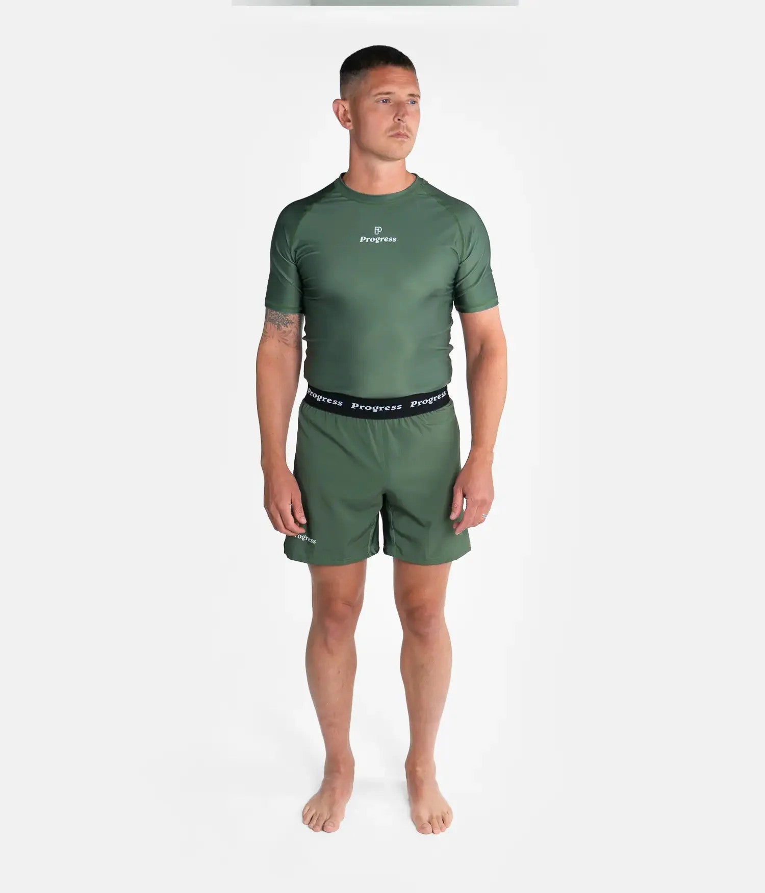Progress Rashguard Męski Krótki Rękaw Academy Khaki