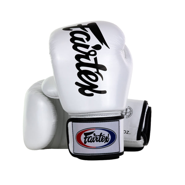 Fairtex Rękawice Bokserskie ze skóry naturalnej BGV19 Białe