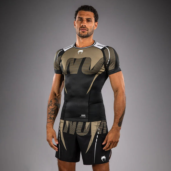 Venum Rashguard Męski Adrenaline Krótki Rękaw Czarny/Piaskowy