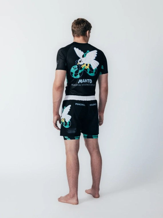 MANTO Rashguard Męski Krótki Rękaw DOVE Biały/Czarny