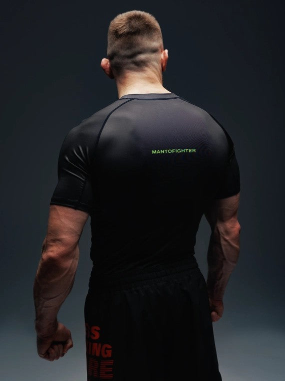MANTO Rashguard Męski Krótki Rękaw MANTOFIGHTERS Czarny