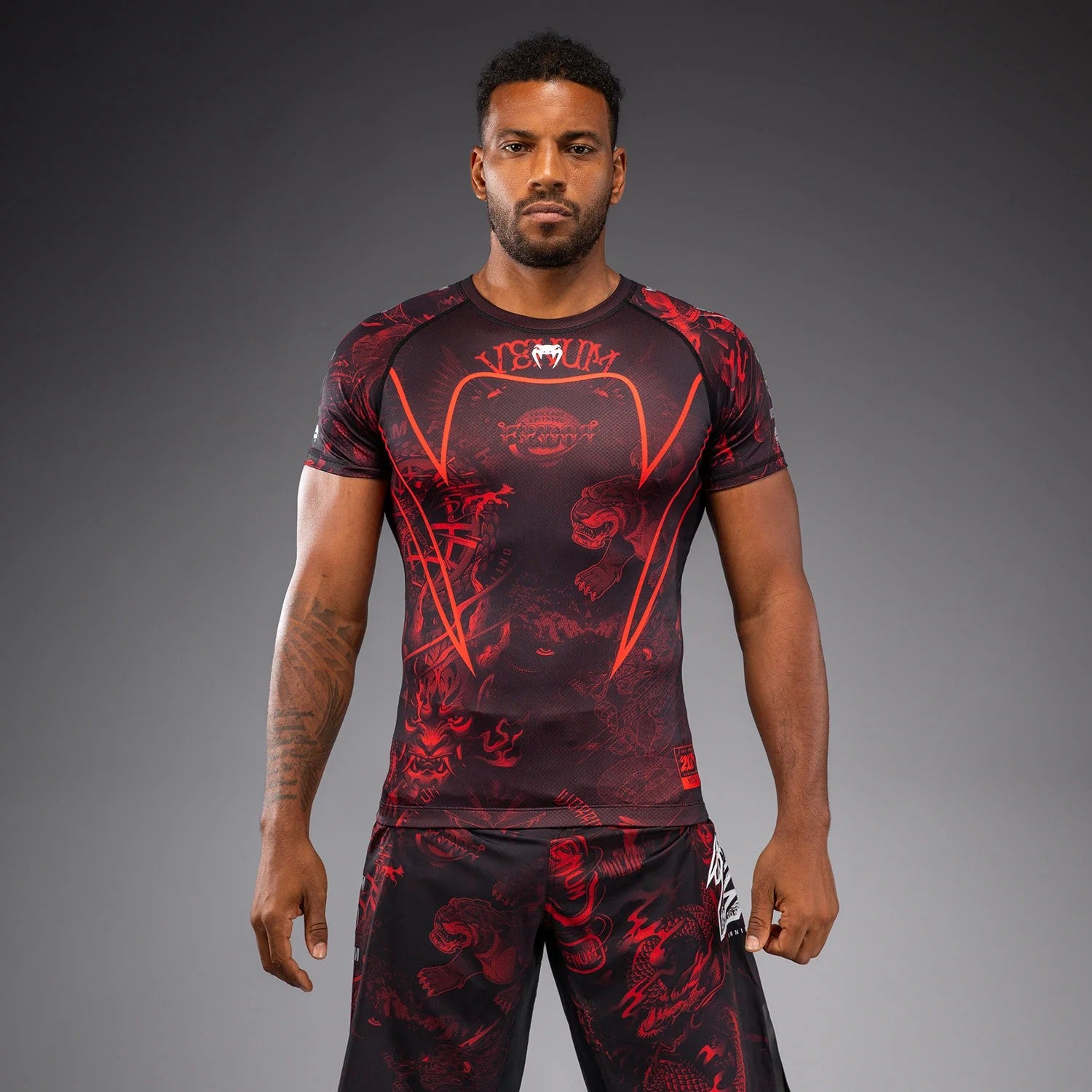 Venum Rashguard 20th Anniversary Krótki Rękaw Czarny/Czerwony