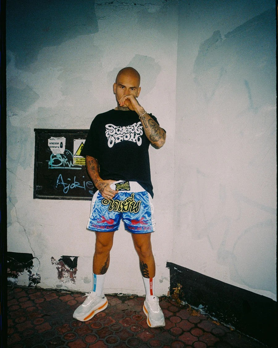 Scary Ltd x Osom Std Spodenki Muay Thai Niebieskie/Białe