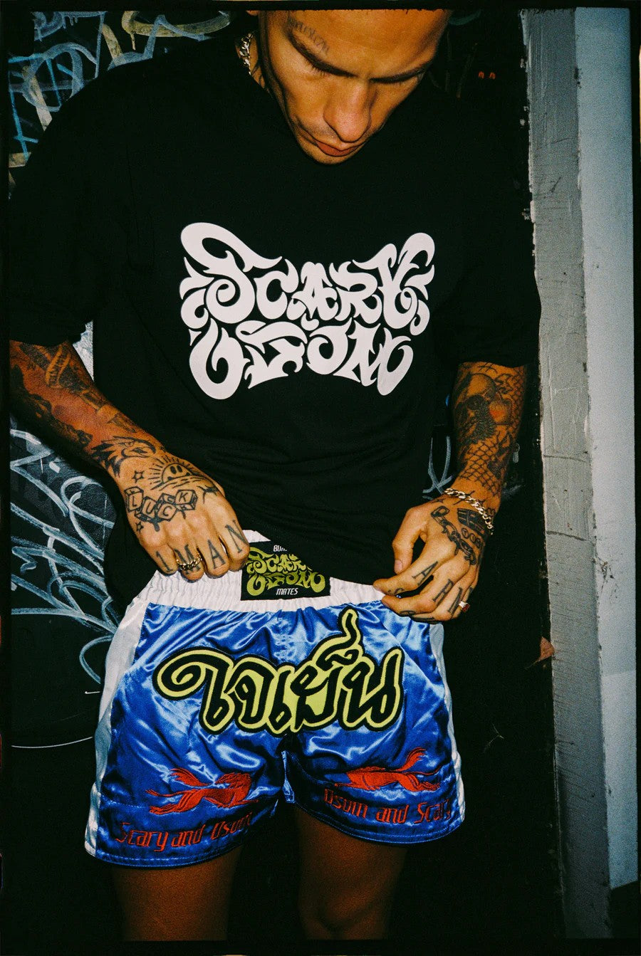 Scary Ltd x Osom Std Spodenki Muay Thai Niebieskie/Białe