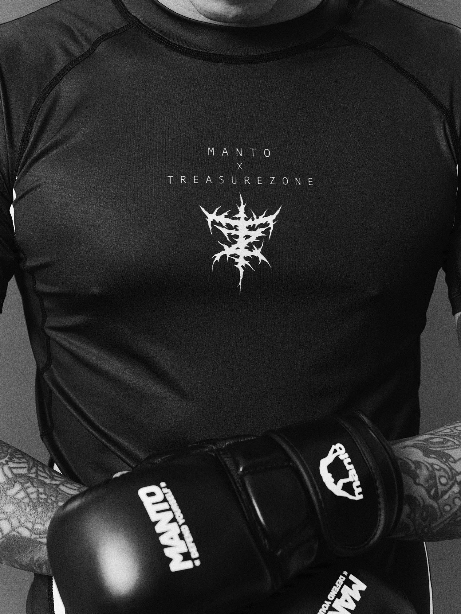 MANTO Rashguard Krótki Rękaw TREASURE ZONE Czarny