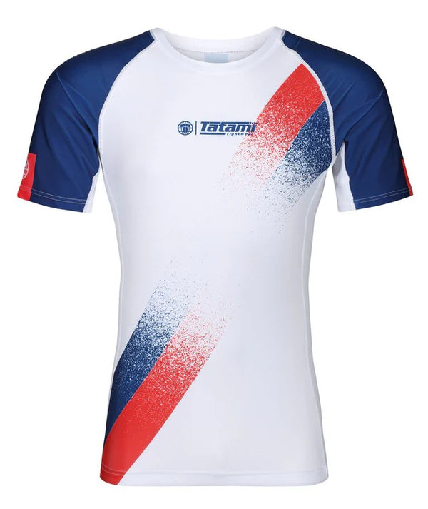 Tatami Rashguard Męski Krótki Rękaw Abstract Biały/Granatowy