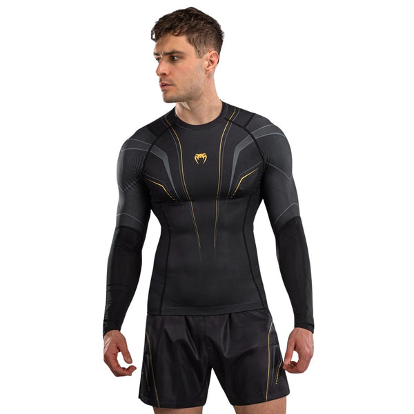 Venum Streamline Rashguard męski z długim rękawem Czarny/Złoty