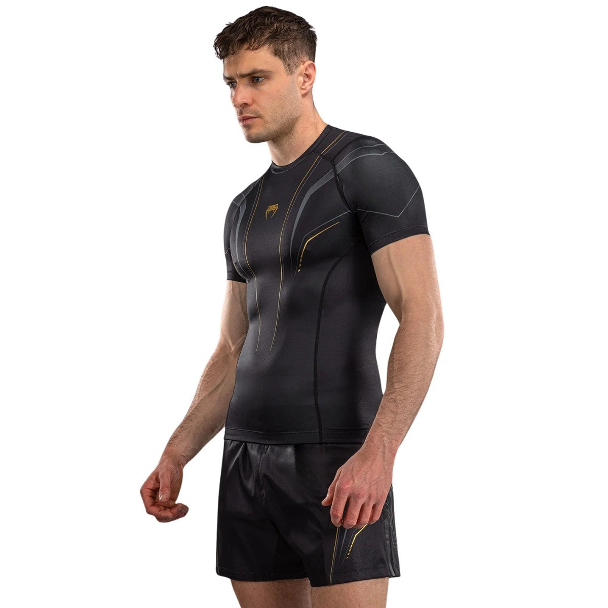 Venum Streamline Rashguard męski z krótkim rękawem Czarny/Złoty
